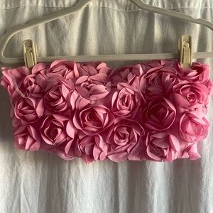 Shein pink flower crop top